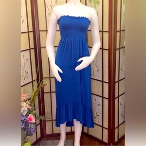 Strapless blue maxi dress 👗